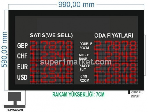 59x99cm Döviz-Kur Panosu Veya Fiyat Panosu - Görsel 2